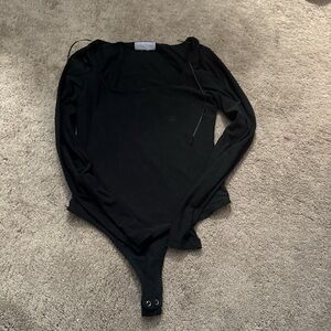 Elegant Black Long Sleeve Bodysuit